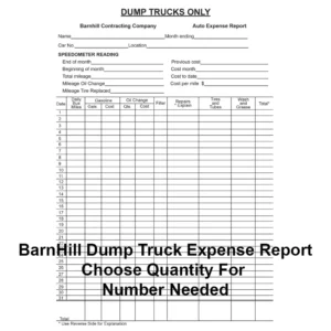 Barnhill Dump Truck Expense Report