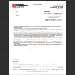 Barnhill Purchase Order Forms